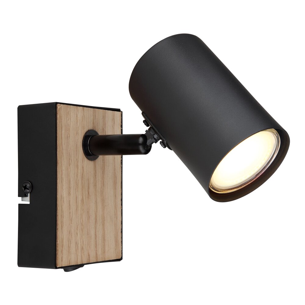 Globo ROBBY Wandleuchte Holzoptik, Schwarz, 1-flammig main product photo