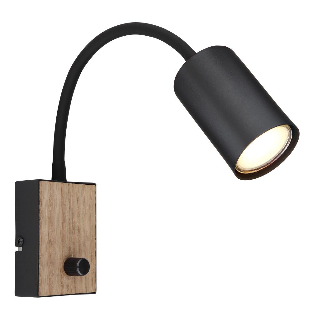 Globo ROBBY Wandleuchte Holzoptik, Schwarz, 1-flammig main product photo
