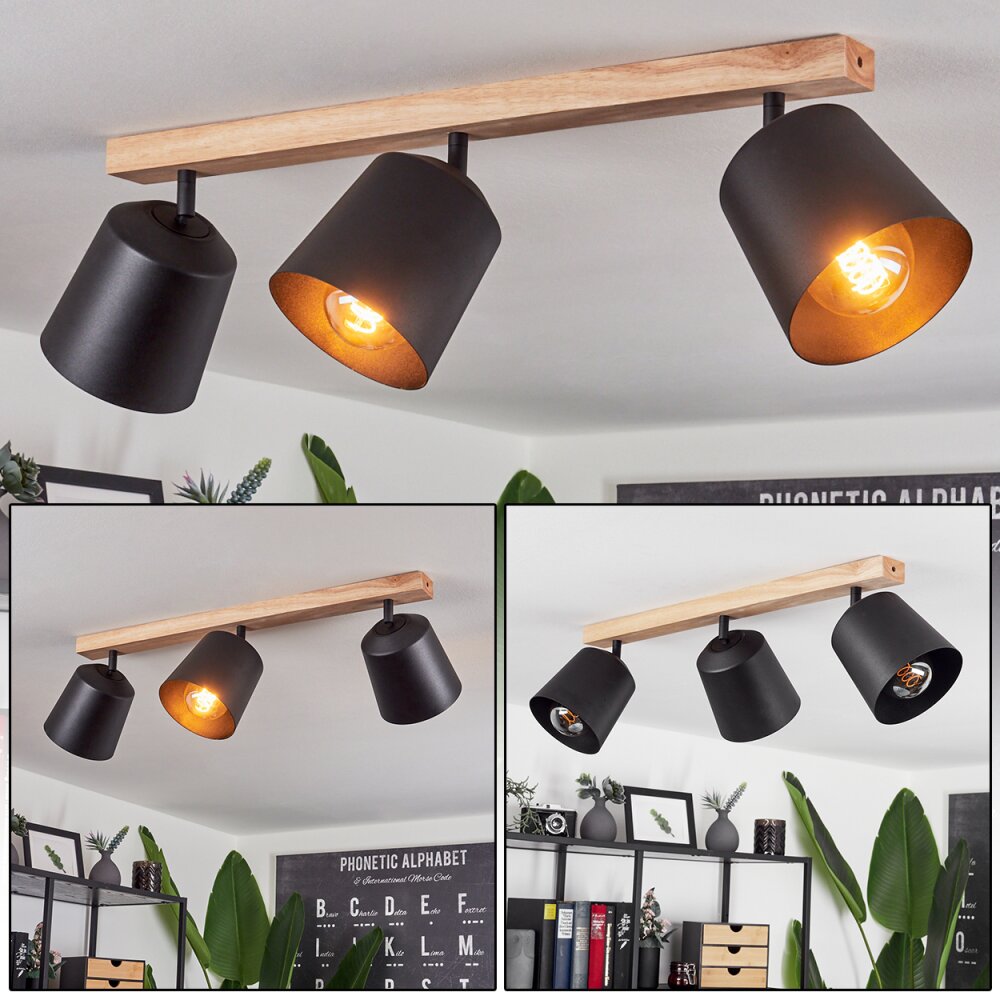 Caetanos Deckenleuchte Holz hell, 3-flammig main product photo