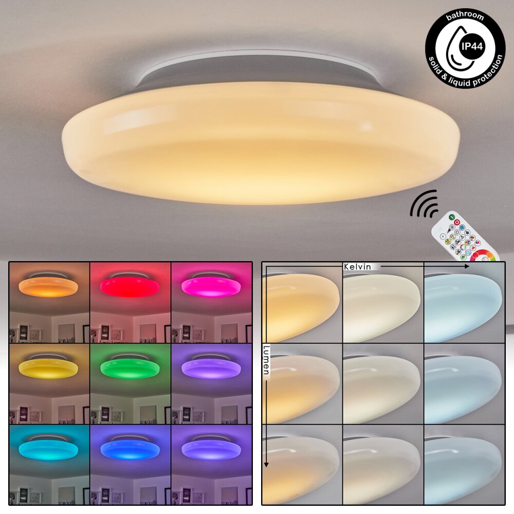 Ral Deckenleuchte LED Silber, Weiß, 1-flammig, Fernbedienung, Farbwechsler main product photo