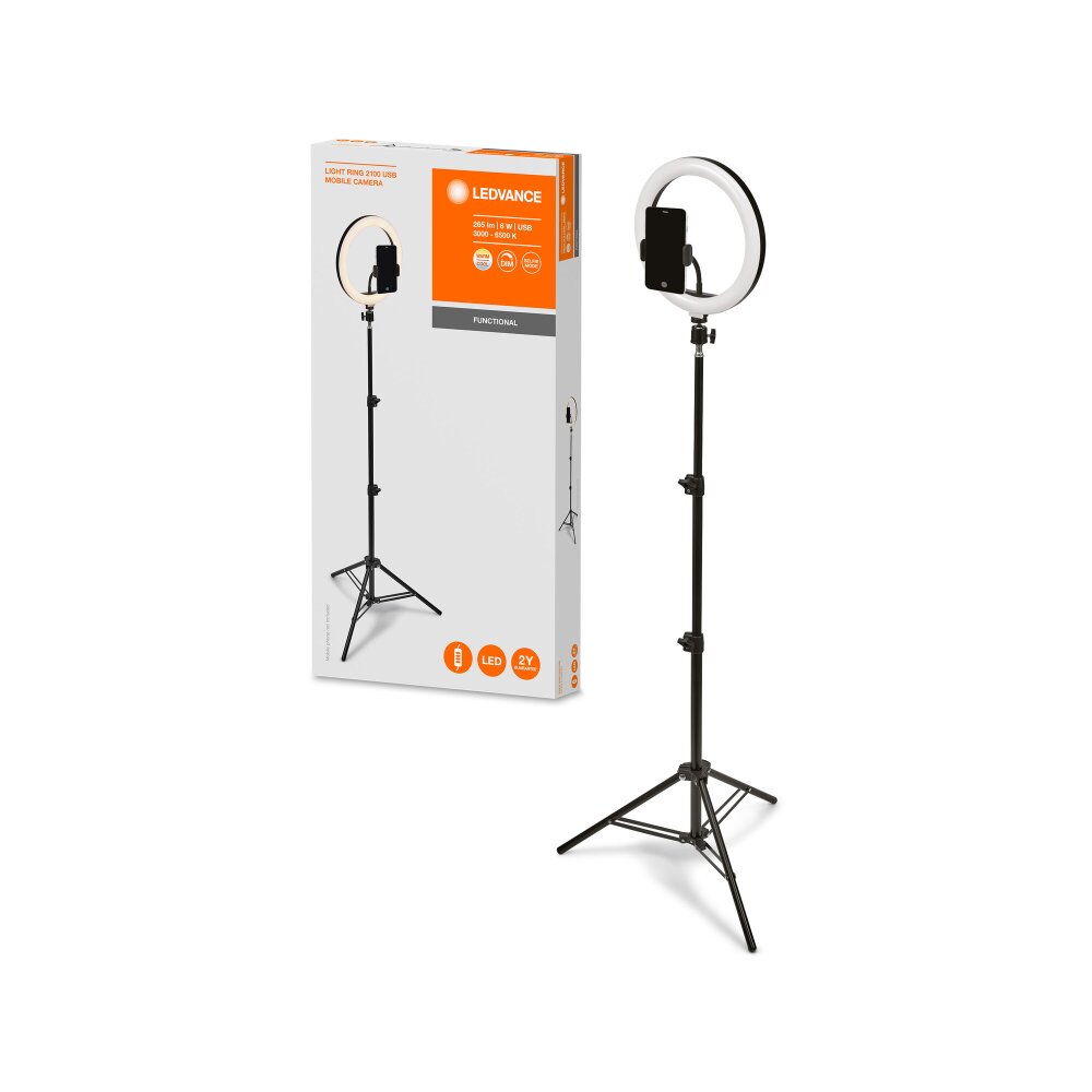 Ledvance MOBILE RING Kamerastehleuchte Schwarz, 1-flammig main product photo