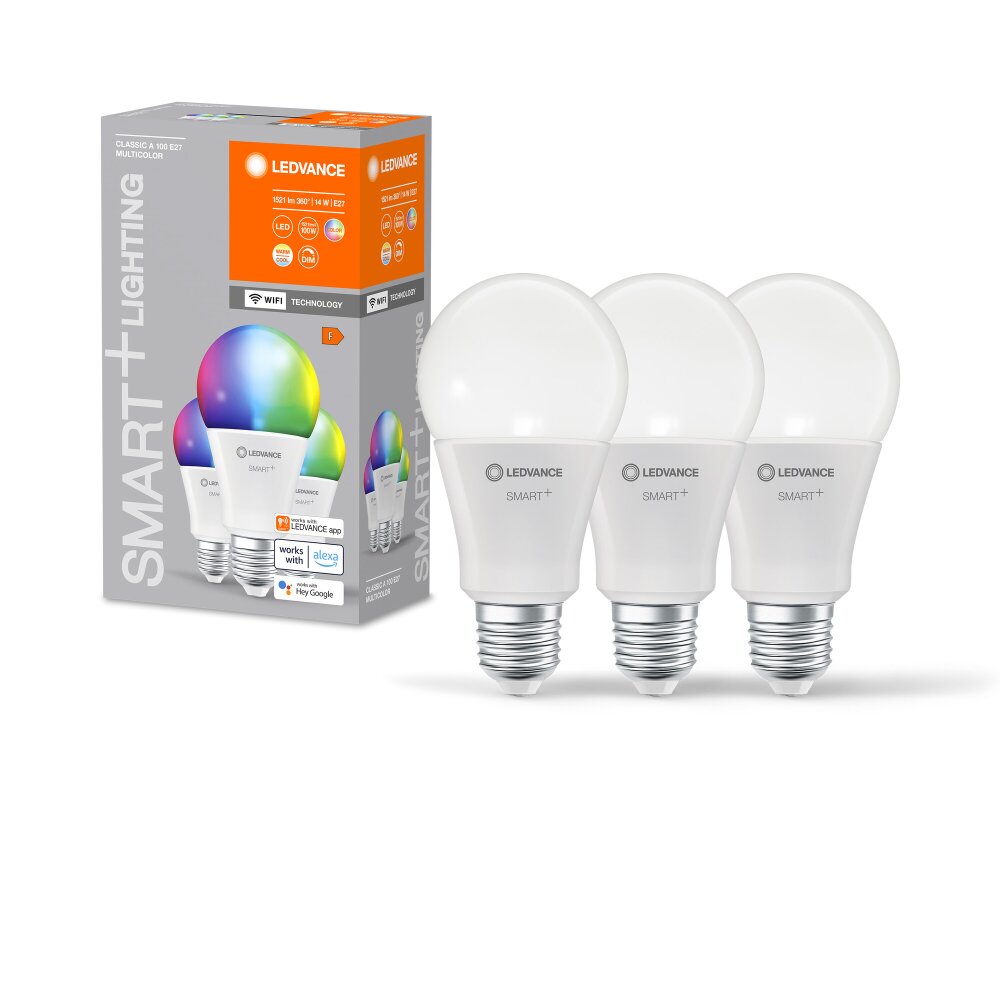 LEDVANCE SMART+ WiFi 3er Set LED E27 14 Watt 2700-6500 Kelvin 1521 Lumen main product photo