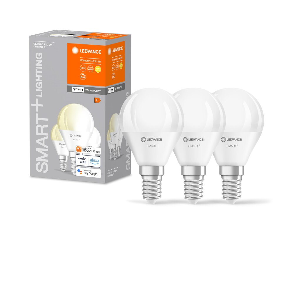 LEDVANCE SMART+ WiFi 3er Set LED E14 4,9 Watt 2700 Kelvin 470 Lumen main product photo