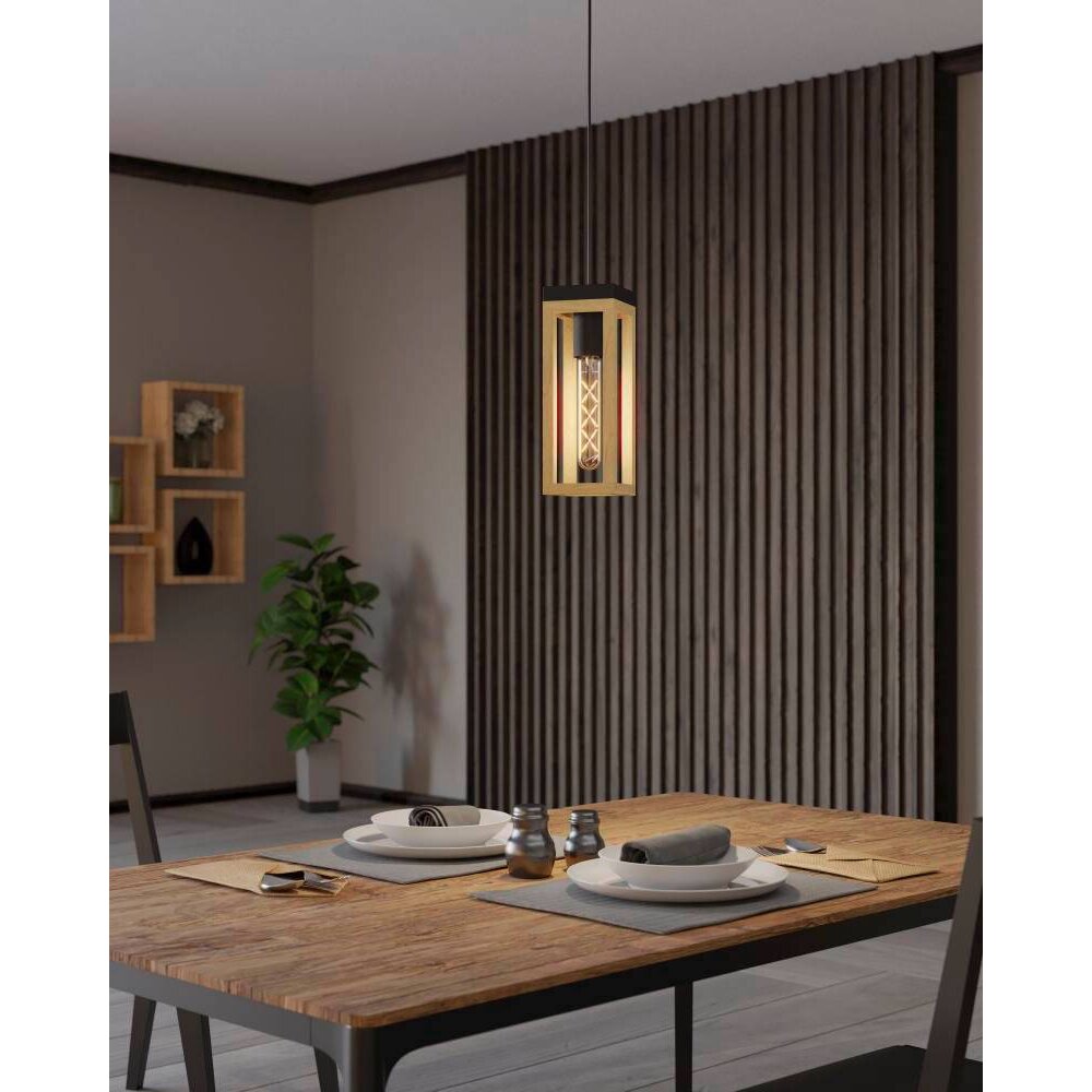 Eglo NAFFERTON Hängeleuchte Naturfarben, Schwarz, 1-flammig main product photo