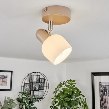 Eglo CORATO Wand- und Deckenleuchte 1-flammig Nickel-Matt, Sandfarben, 1-flammig Eglo CORATO Wand- und Deckenleuchte 1-flammig Nickel-Matt, Sandfarben, 1-flammig