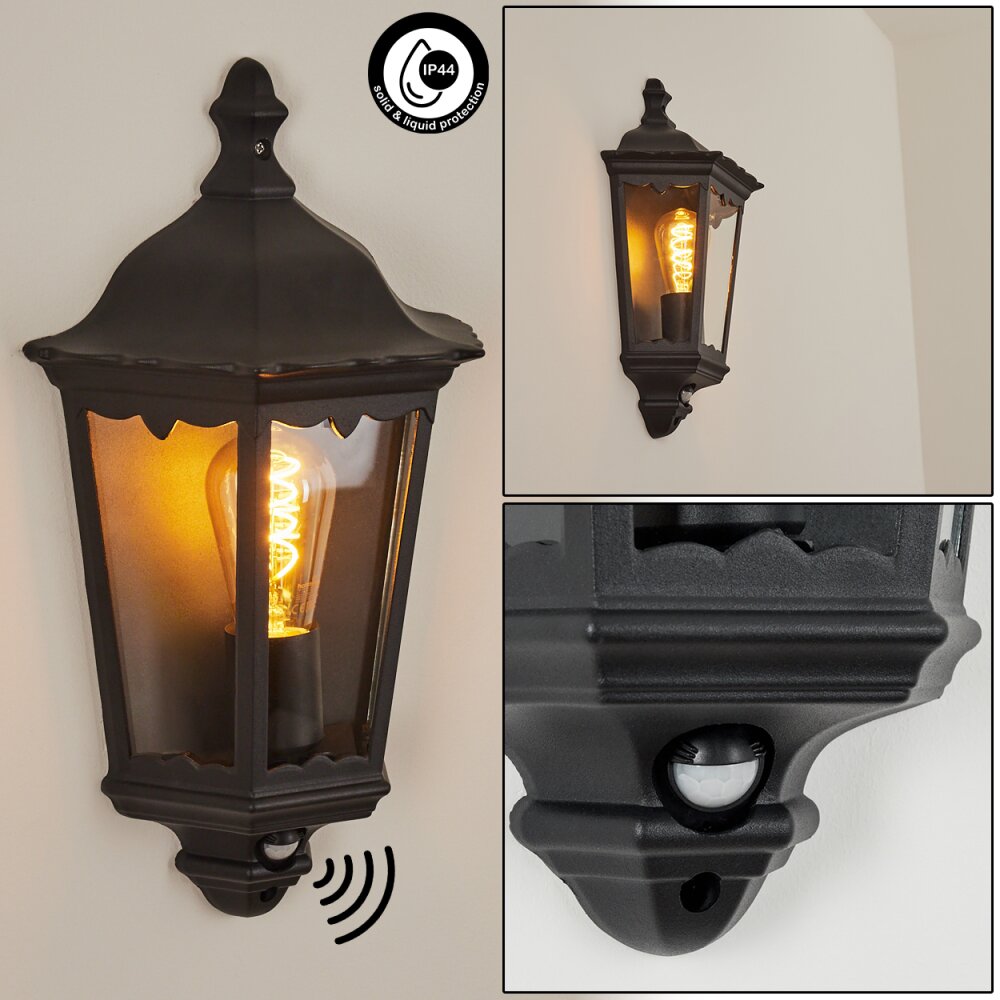 Hongkong Außenwandleuchte Schwarz, 1-flammig, Bewegungsmelder main product photo