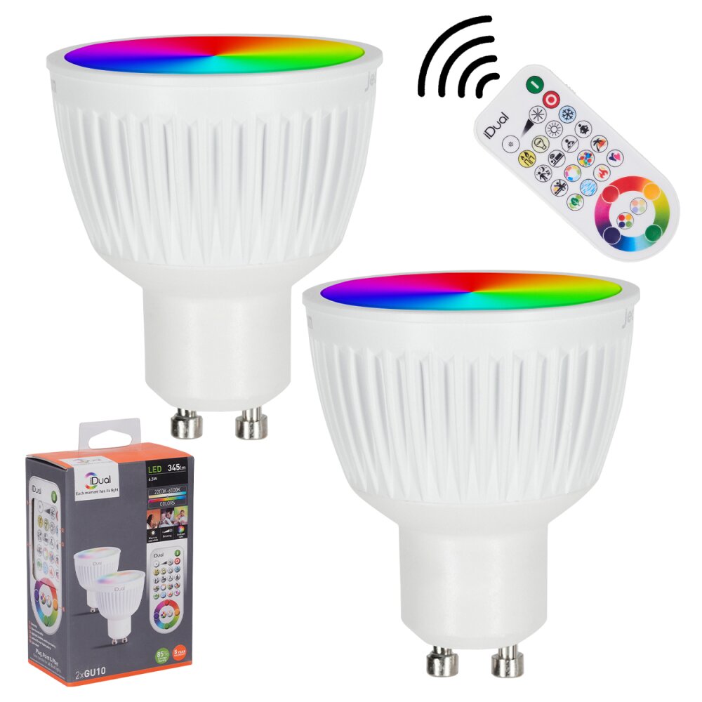 Candal GU10 LED RGB 6,5 Watt 2200-6500 Kelvin 345 Lumen 2er Set mit Fernbedienung main product photo