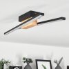 Meiral Deckenleuchte LED Holz hell, Schwarz, 2-flammig