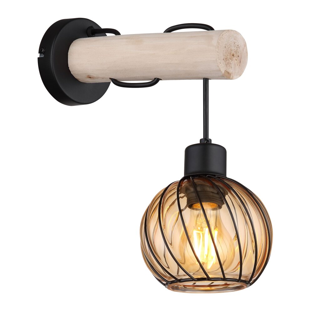 Globo PAULO Wandleuchte Naturfarben, Schwarz, 1-flammig main product photo