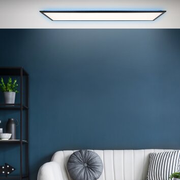 Brilliant Everett Deckenpanel LED Schwarz, 1-flammig, Fernbedienung, Farbwechsler