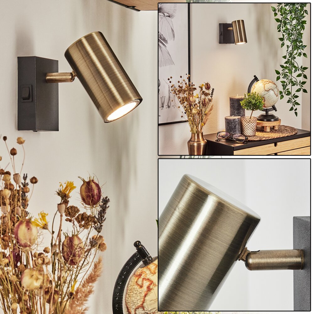 Javel Wandleuchte Altmessing, Schwarz, 1-flammig main product photo