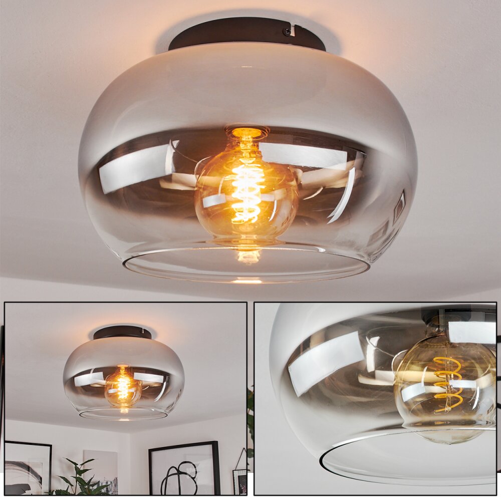 Molloy Deckenleuchte Chrom, Klar, Rauchfarben, 1-flammig main product photo