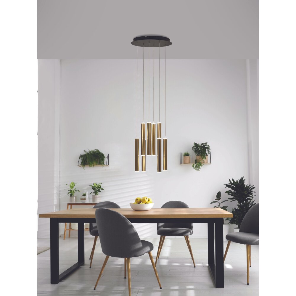 Fabas Luce Prado Pendelleuchte LED Gold, Schwarz, 8-flammig main product photo