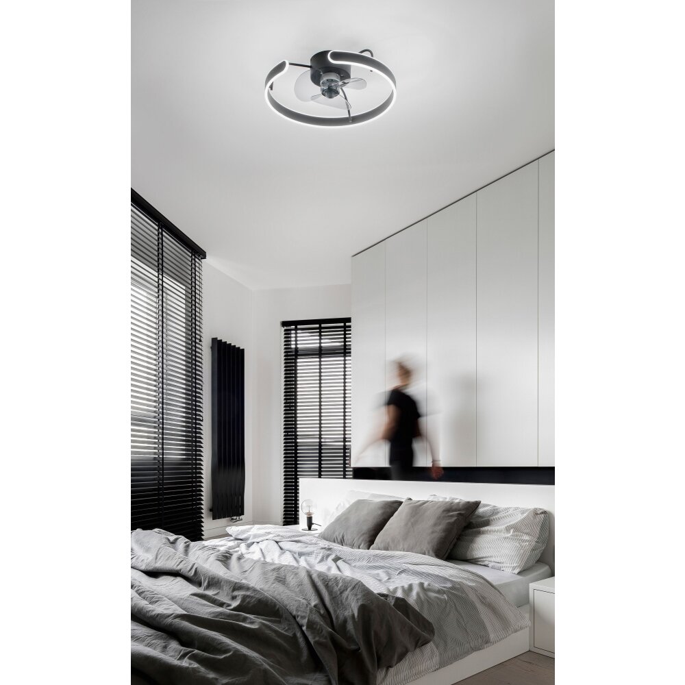 Fabas Luce Savoy Deckenventilator LED Schwarz, 1-flammig main product photo