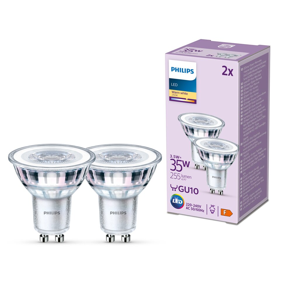 Philips Classic 2er Set LED GU10 3,5 Watt 2700 Kelvin 255 Lumen main product photo