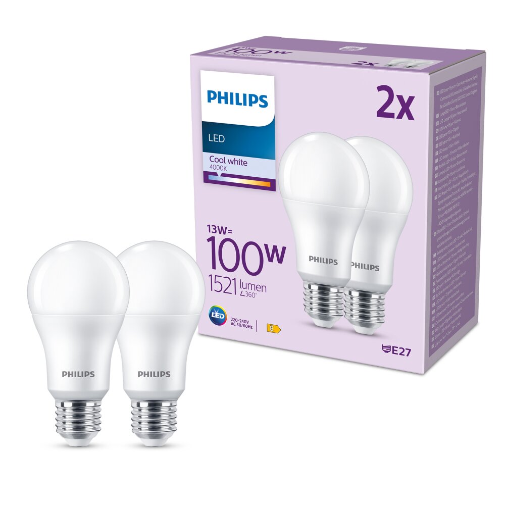 Philips Classic 2er Set LED E27 13 Watt 4000 Kelvin 1521 Lumen main product photo