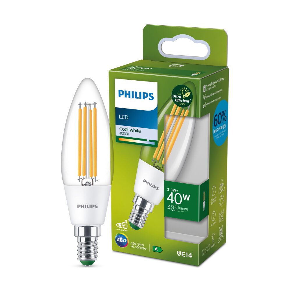 Philips Classic LED E14 2,3 Watt 4000 Kelvin 485 Lumen main product photo