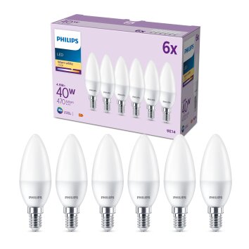 Philips Classic 6er Set LED E14 4,9 Watt 2700 Kelvin 470 Lumen