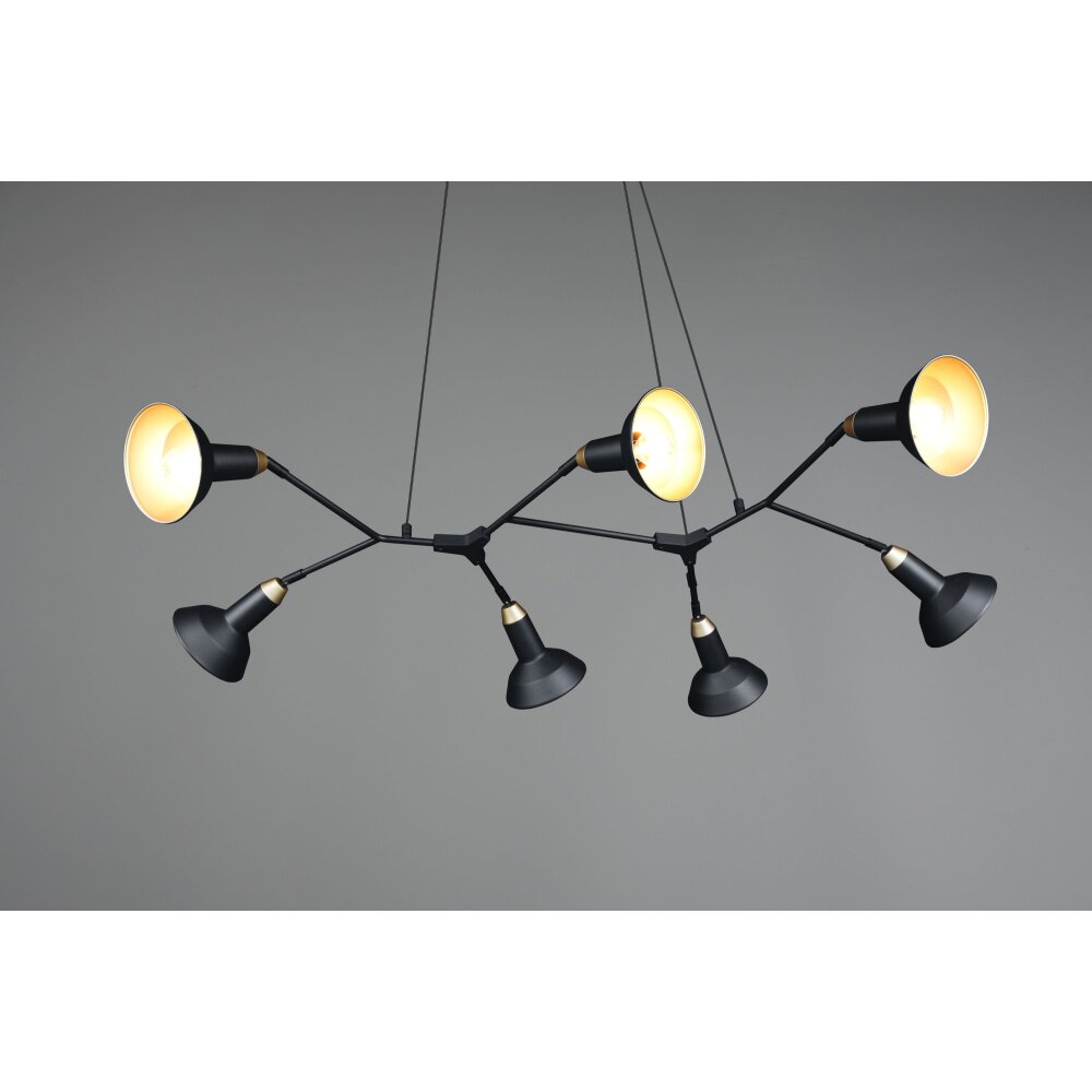 Trio Roxie Pendelleuchte Messing, Schwarz, 7-flammig