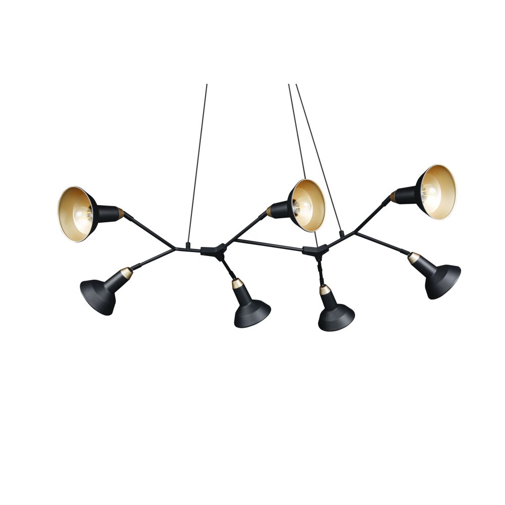 Trio Roxie Pendelleuchte Messing, Schwarz, 7-flammig
