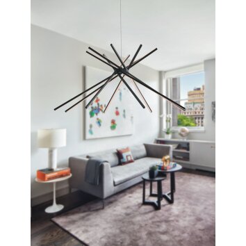 Luce Design Shanghai Pendelleuchte LED Schwarz, 8-flammig