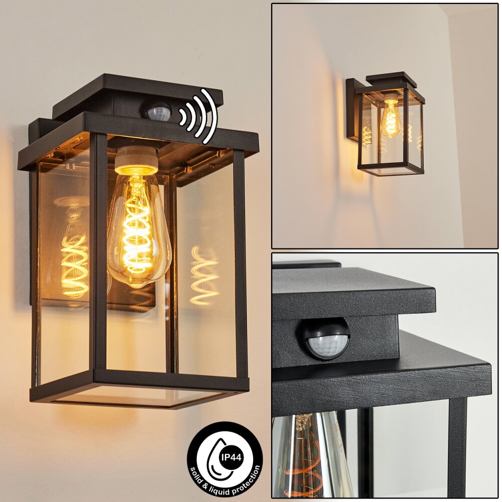 Tieva Außenwandleuchte Schwarz, 1-flammig, Bewegungsmelder main product photo