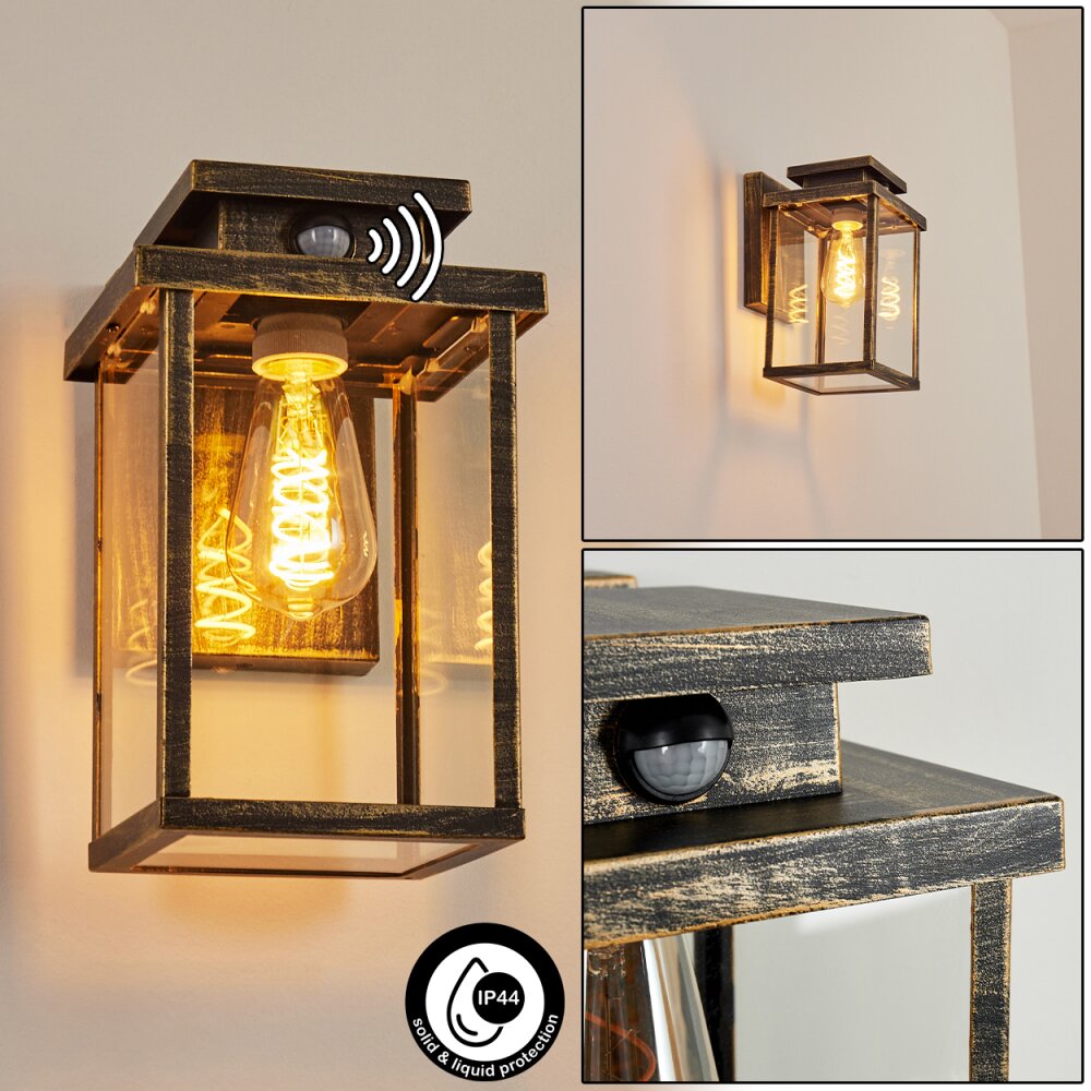 Tieva Außenwandleuchte Braun, Gold, 1-flammig, Bewegungsmelder main product photo