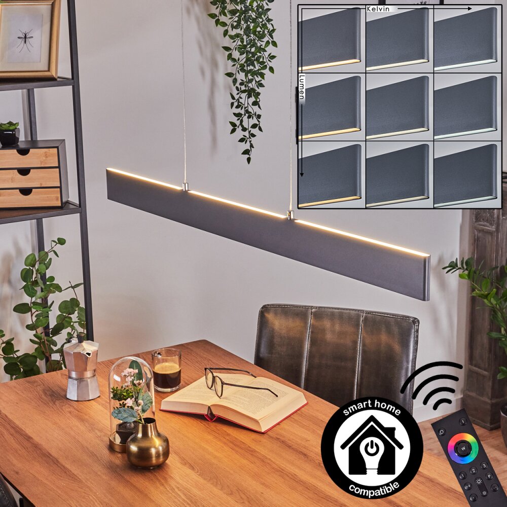 Brun Pendelleuchte LED Anthrazit, 2-flammig, Fernbedienung main product photo
