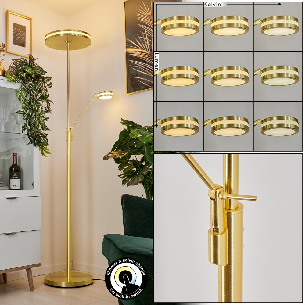 Huallilemu Deckenfluter LED Messing, 2-flammig main product photo