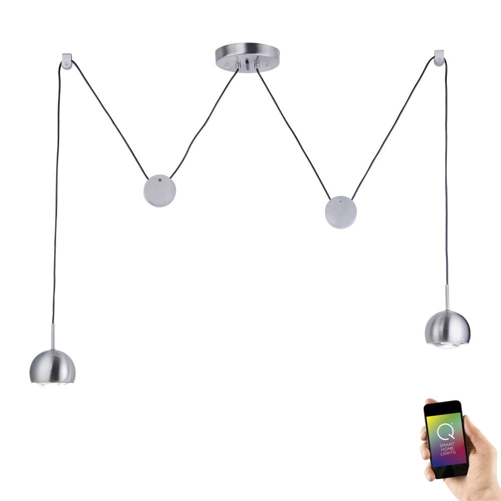 Paul Neuhaus Q-ADAM Pendelleuchte LED Edelstahl, 2-flammig, Fernbedienung, Farbwechsler main product photo