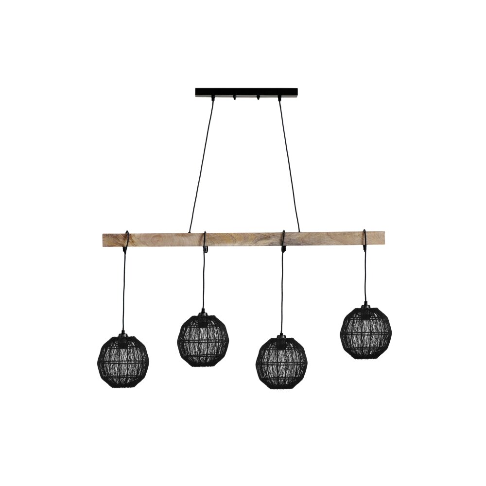 Globo HERMI Hängeleuchte Naturfarben, Schwarz, 4-flammig main product photo