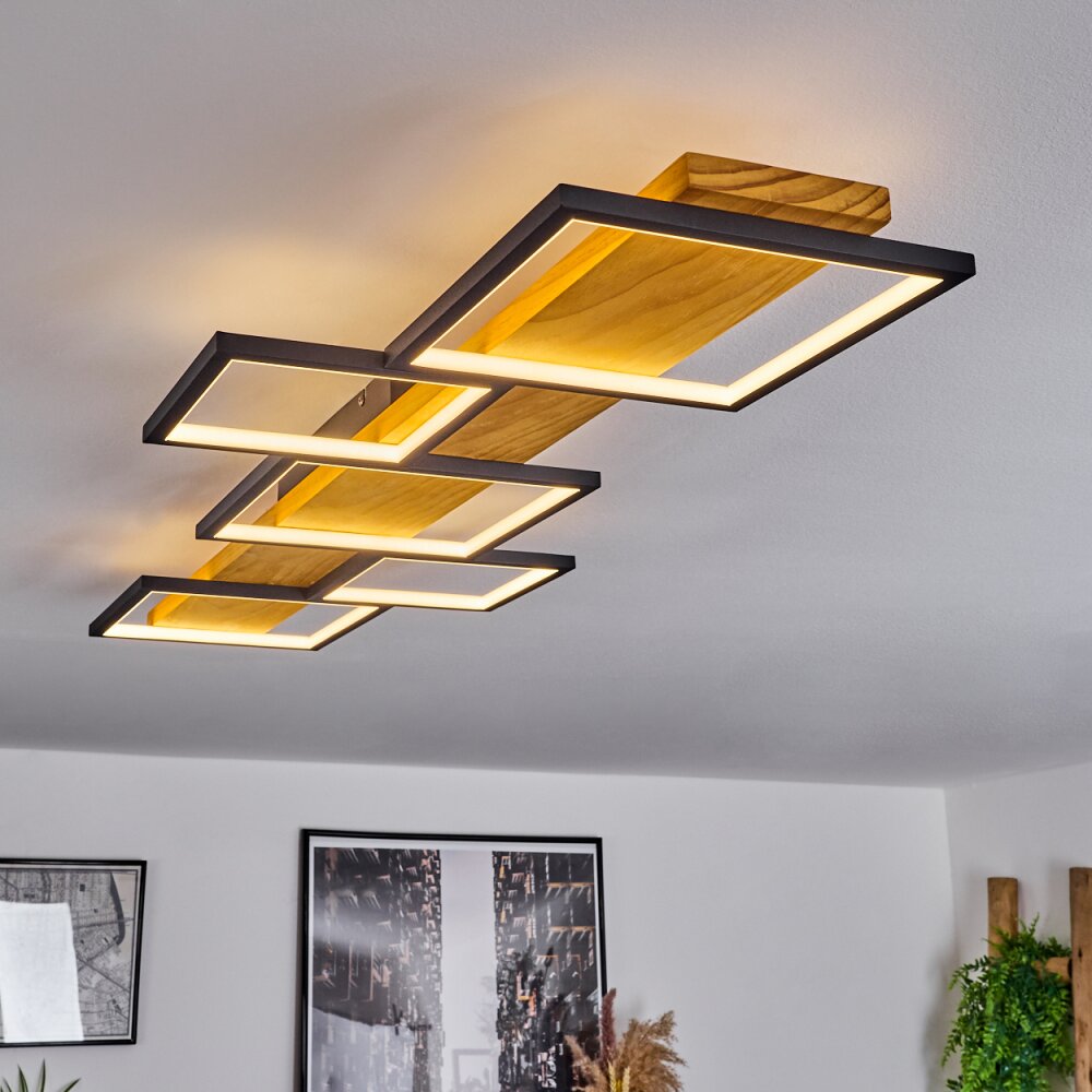 Pompu Deckenleuchte LED Naturfarben, Schwarz, 1-flammig