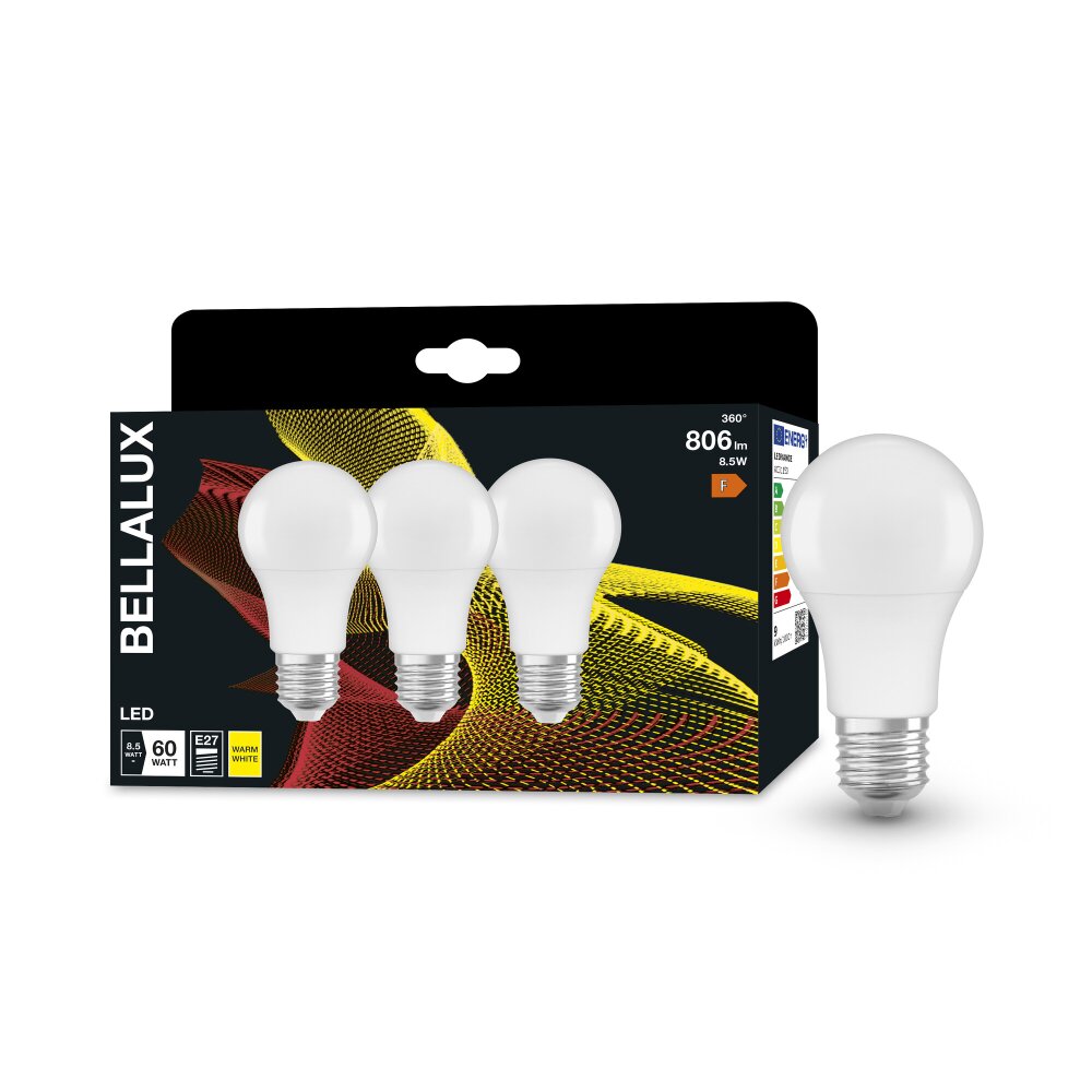 BELLALUX® CLA 3er Set LED E27 8,5 Watt 2700 Kelvin 806 Lumen main product photo