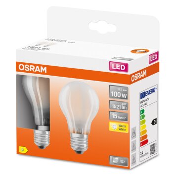 OSRAM LED Retrofit 2er Set E27 11 Watt 2700 Kelvin 1521 Lumen