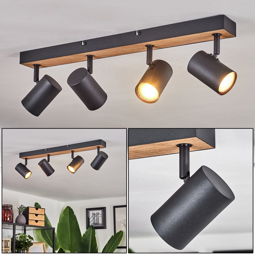 Javel Deckenleuchte Braun, Holzoptik, Schwarz, 4-flammig main product photo
