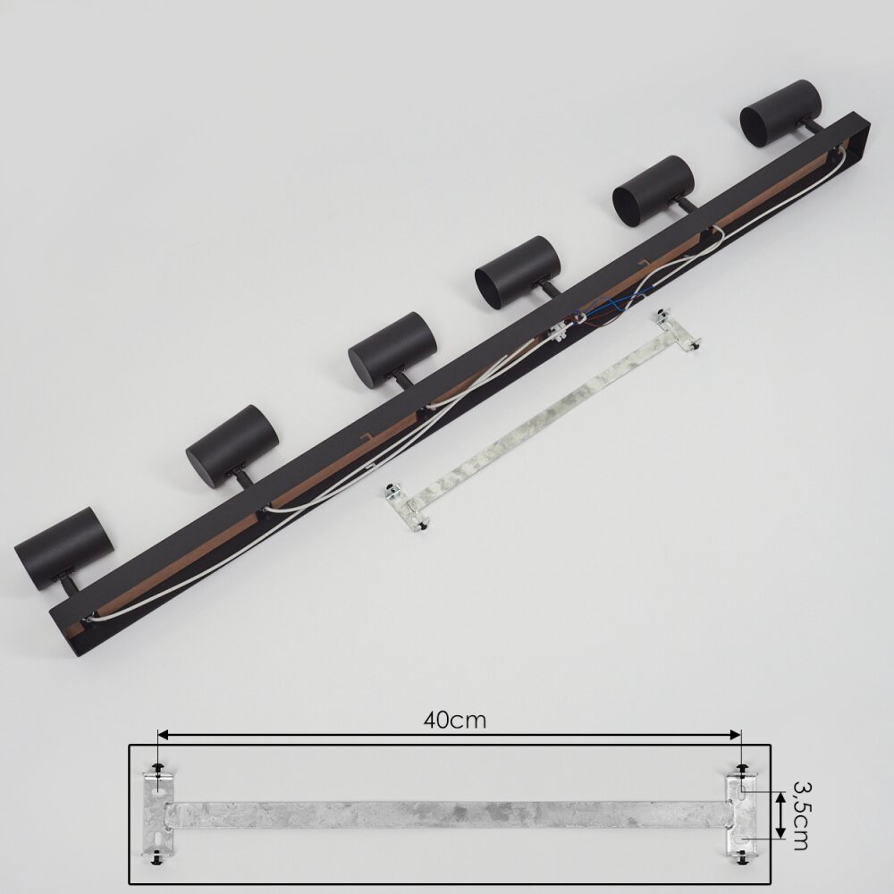 Javel Deckenleuchte Braun, Holzoptik, Schwarz, 6-flammig