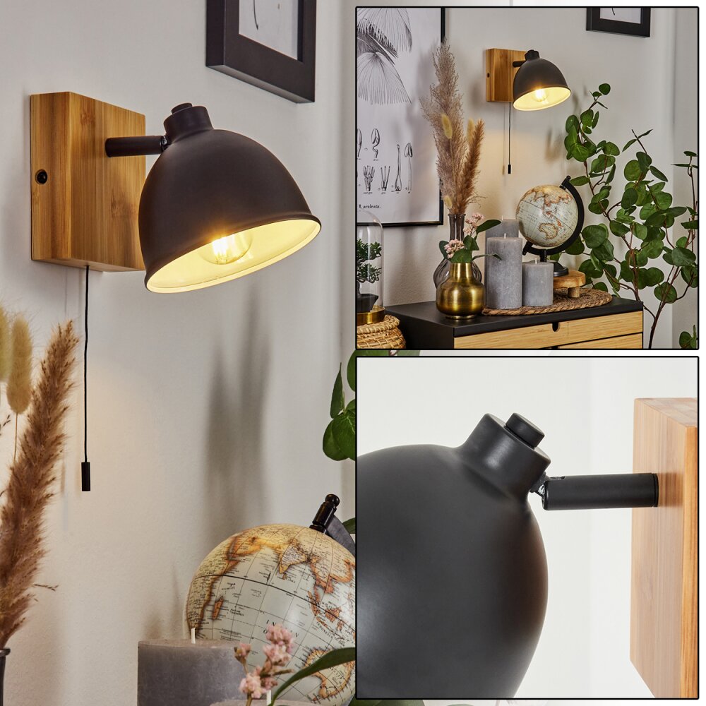Pring Wandleuchte Naturfarben, Schwarz, 1-flammig main product photo