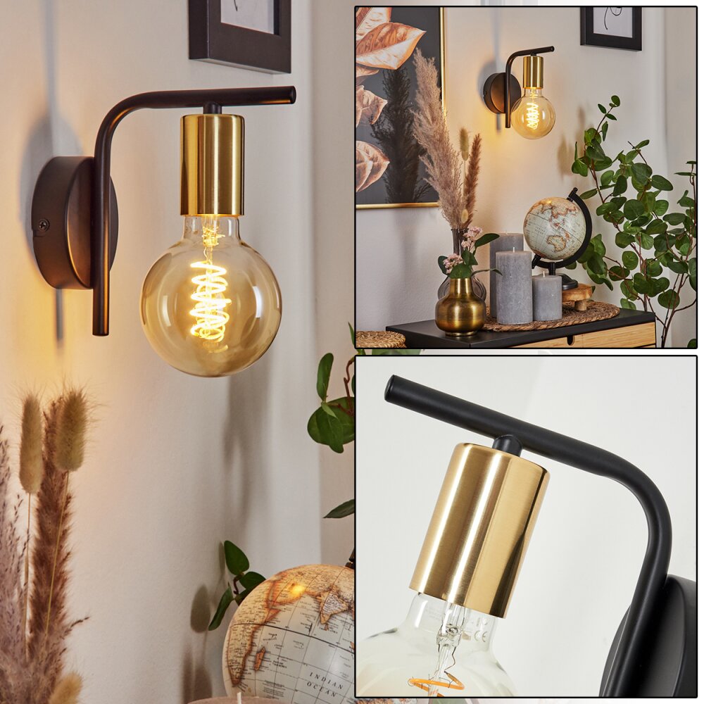 Tourey Wandleuchte Messing, Schwarz, 1-flammig main product photo