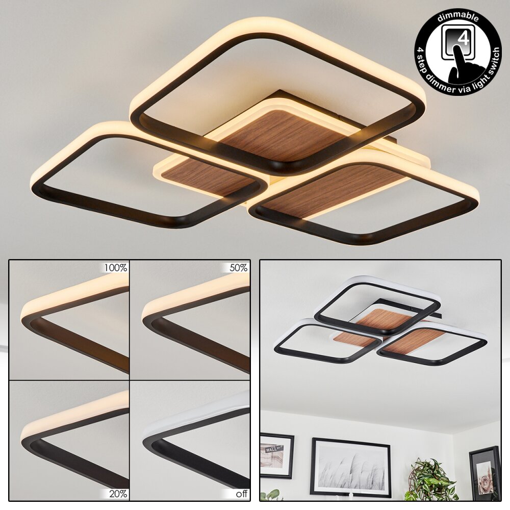 Tiutiella Deckenleuchte LED Braun, Holzoptik, Schwarz, 1-flammig main product photo