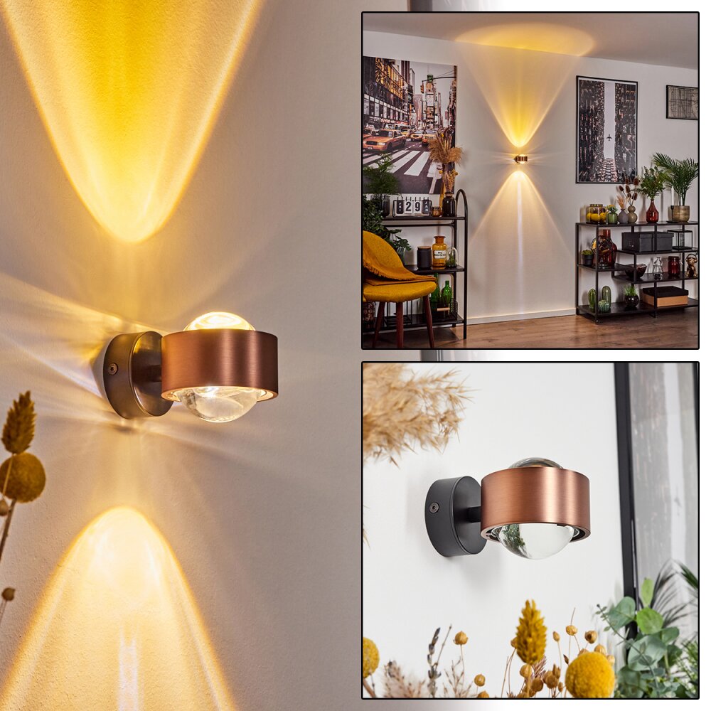 Sapri Wandleuchte Kupferfarben, Schwarz, 1-flammig main product photo