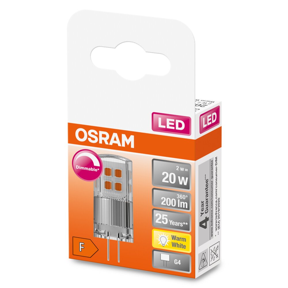 OSRAM LED PIN G4 2 Watt 2700 Kelvin 200 Lumen main product photo