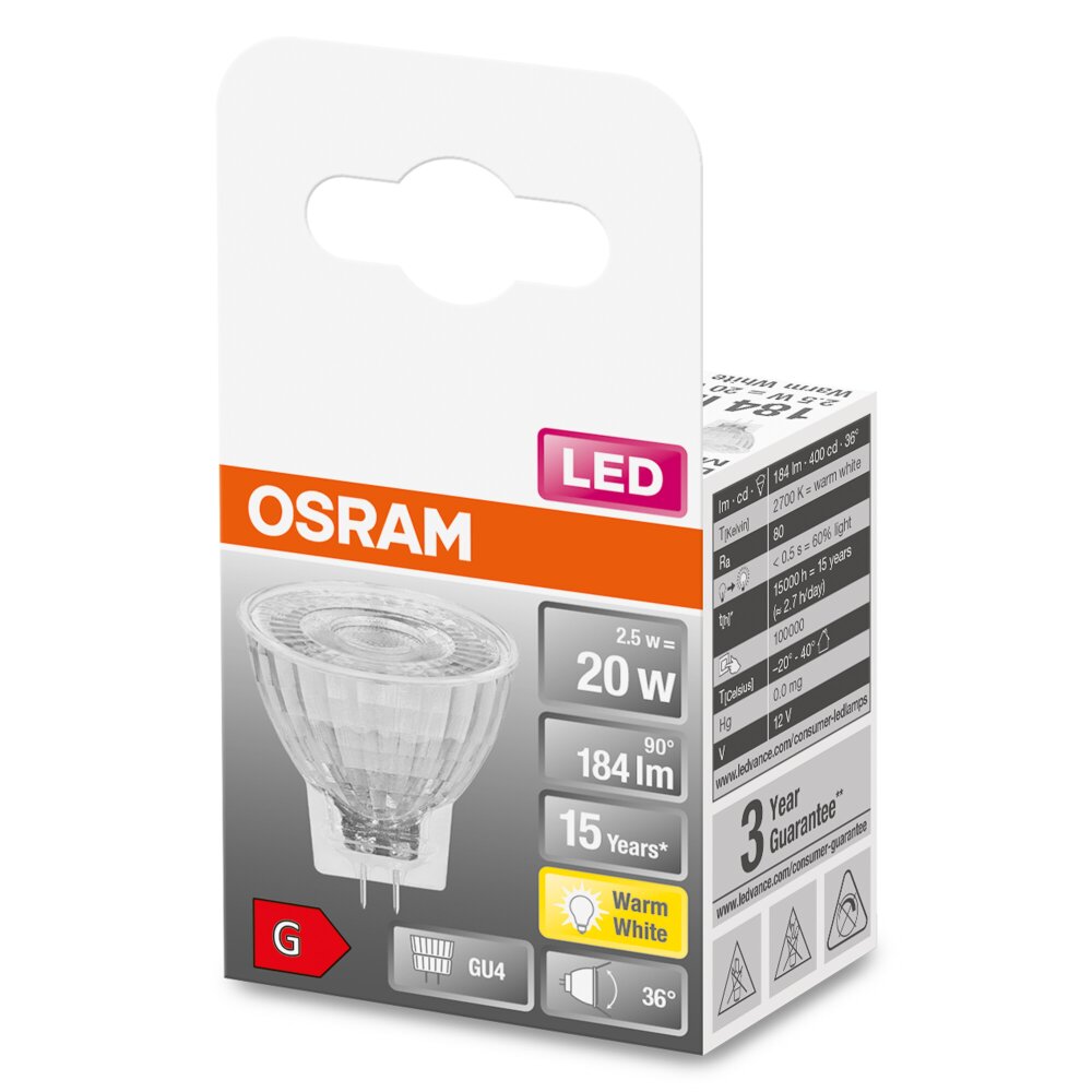 OSRAM LED STAR GU4 2,5 Watt 2700 Kelvin 184 Lumen main product photo