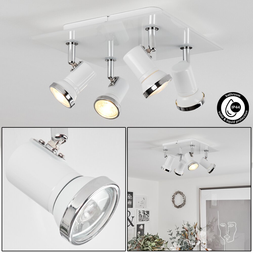 Lanrigan Deckenleuchte Chrom, Weiß, 4-flammig main product photo