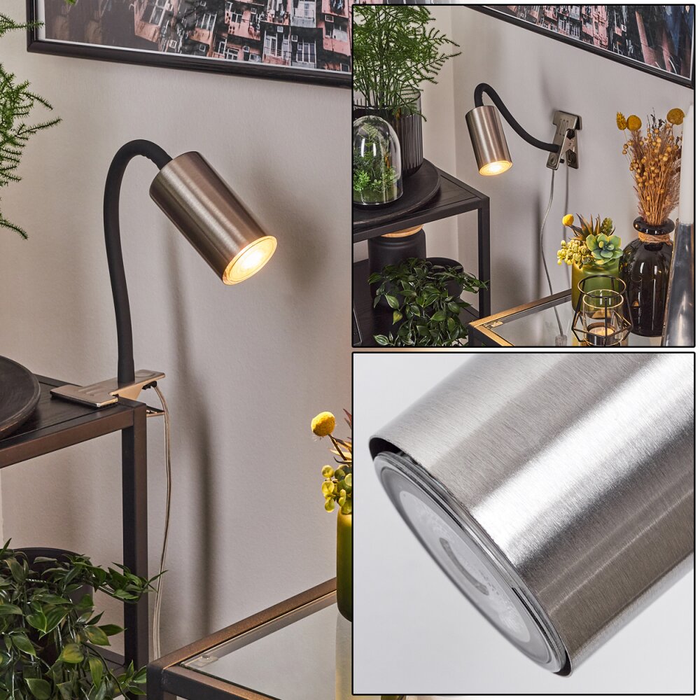 Javel Klemmleuchte Nickel-Matt, Schwarz, 1-flammig main product photo