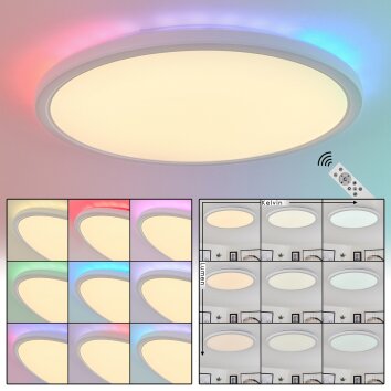 Hortinhas Deckenpanel LED Weiß, 1-flammig, Fernbedienung, Farbwechsler