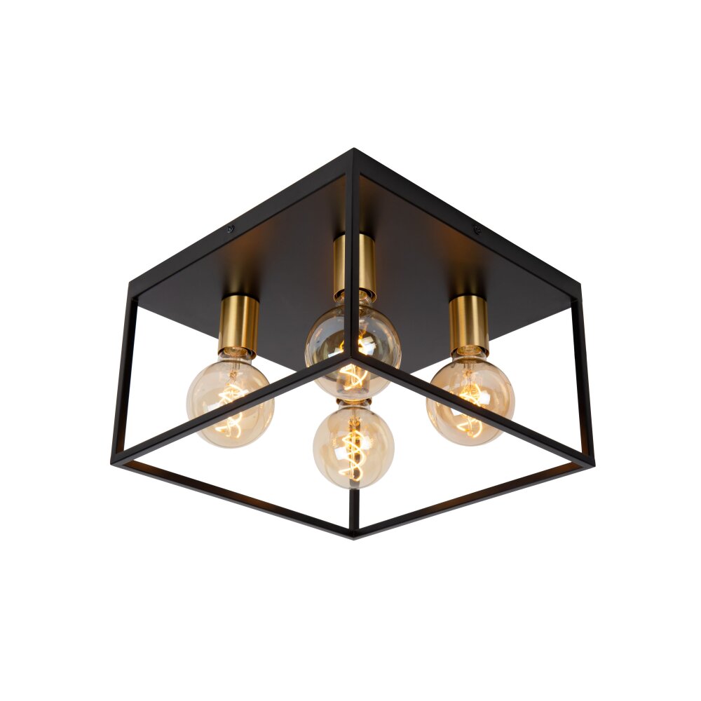 Lucide RUBEN Deckenleuchte Gold, Messing, Schwarz, 4-flammig main product photo