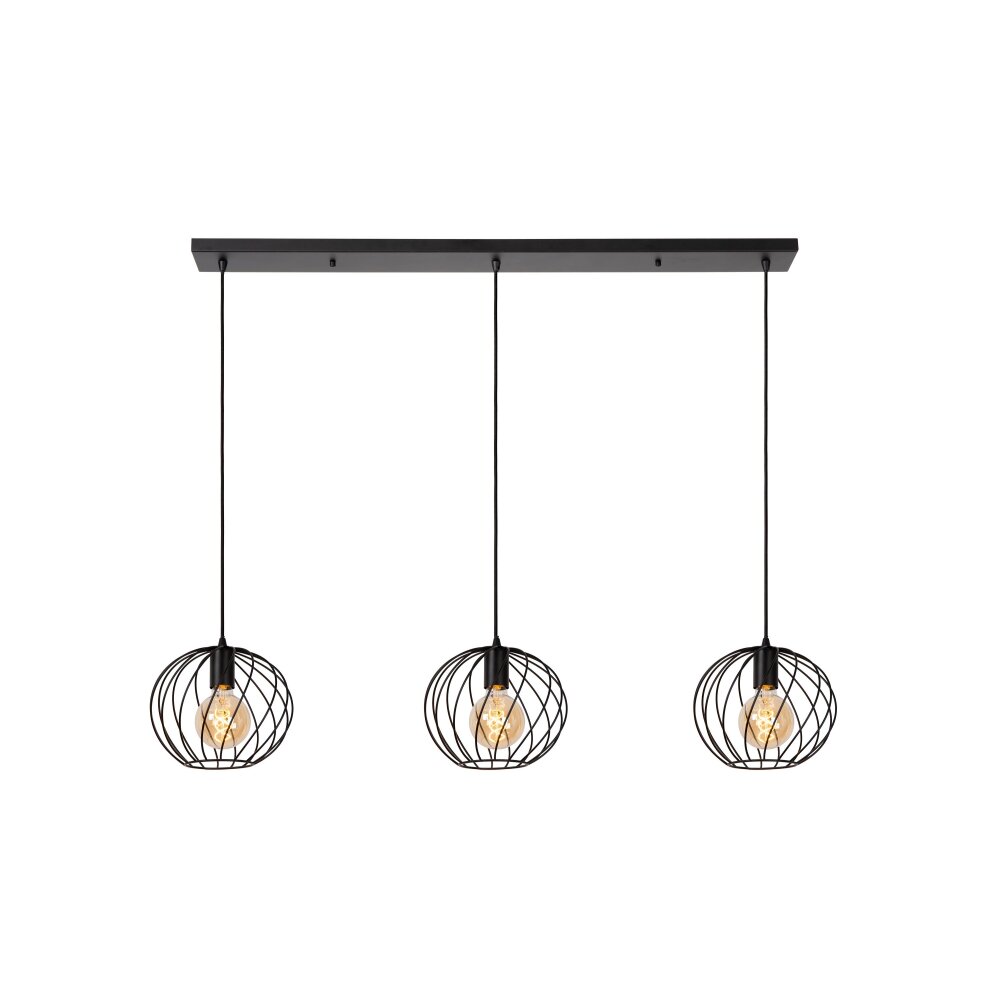 Lucide DANZA Pendelleuchte Schwarz, 3-flammig main product photo