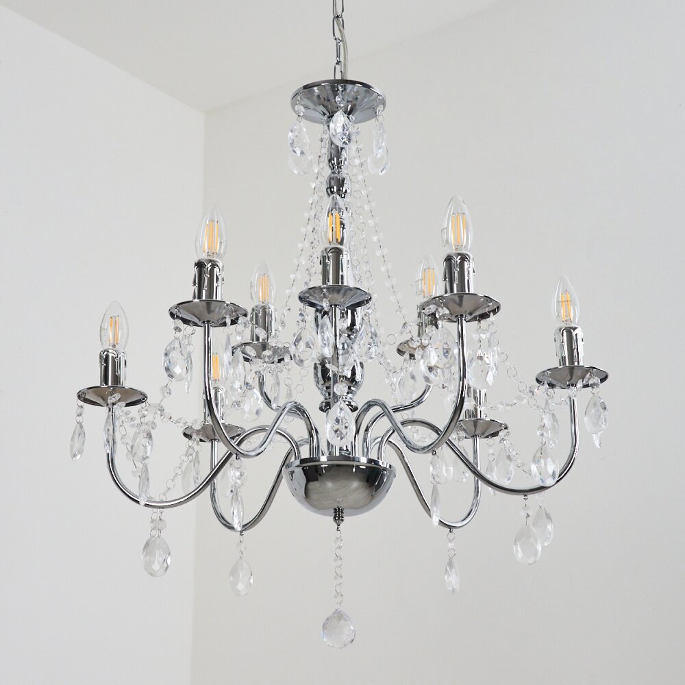 Cheop Kronleuchter Chrom, Transparent, Klar, 9-flammig