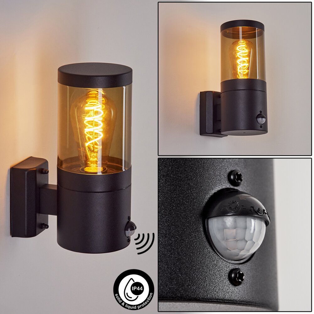 Tolsona Außenwandleuchte Schwarz, 1-flammig, Bewegungsmelder main product photo