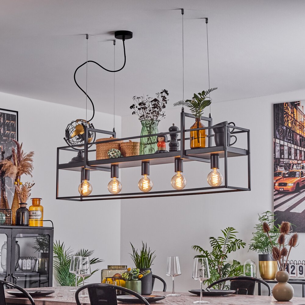 Victorine Pendelleuchte Chrom, Schwarz, 5-flammig main product photo